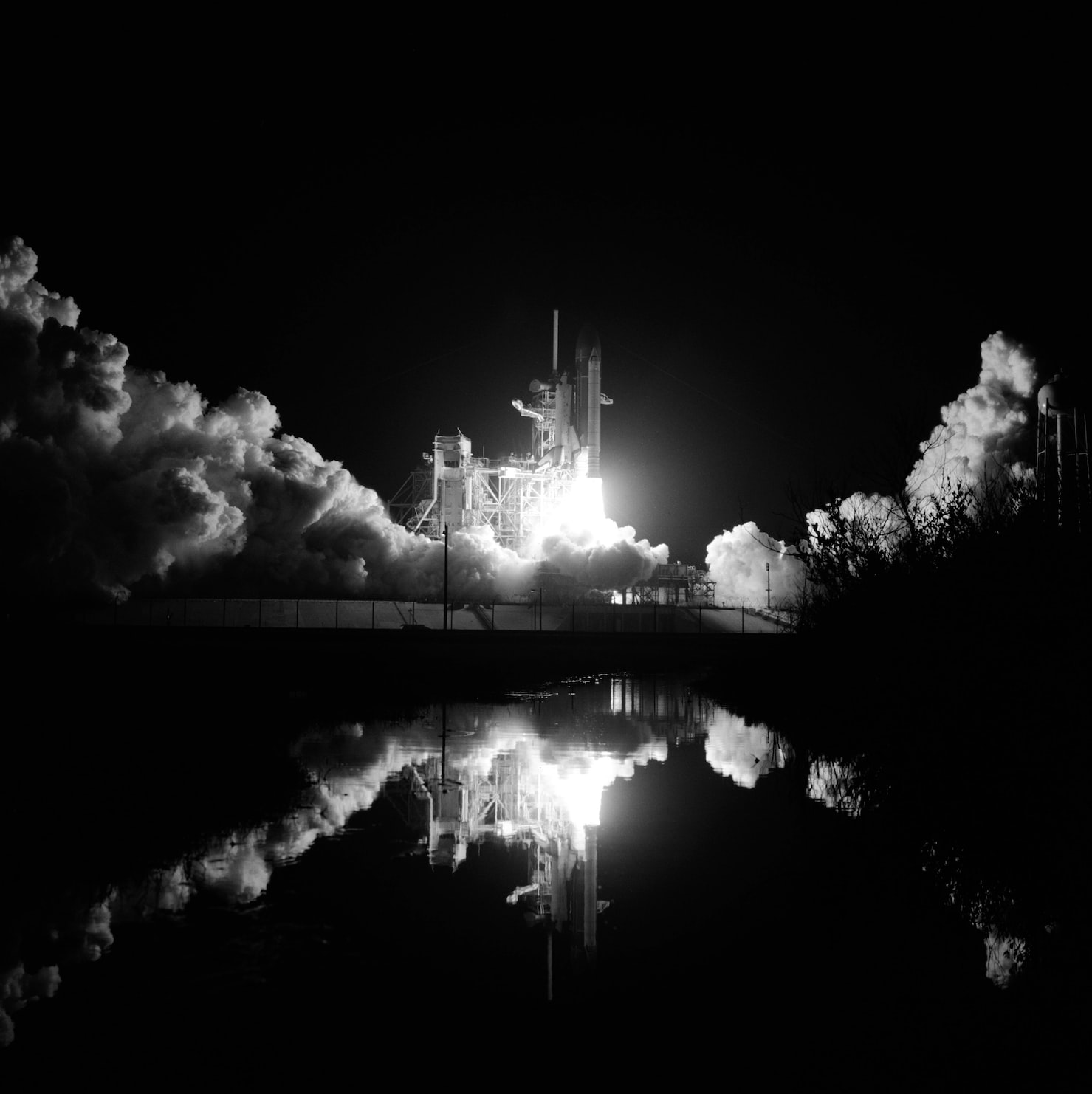 A space shuttle launching